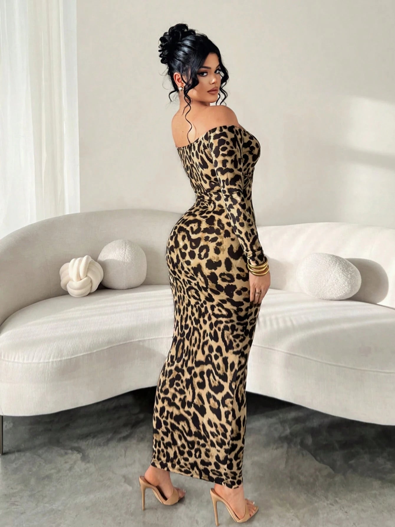 SXY Elegant Sexy Khaki Off Shoulder Fitted Long Dress,Near Year,Christmas,Party Club Night, Bodycon Outfit Women, The Dress,New Autumn