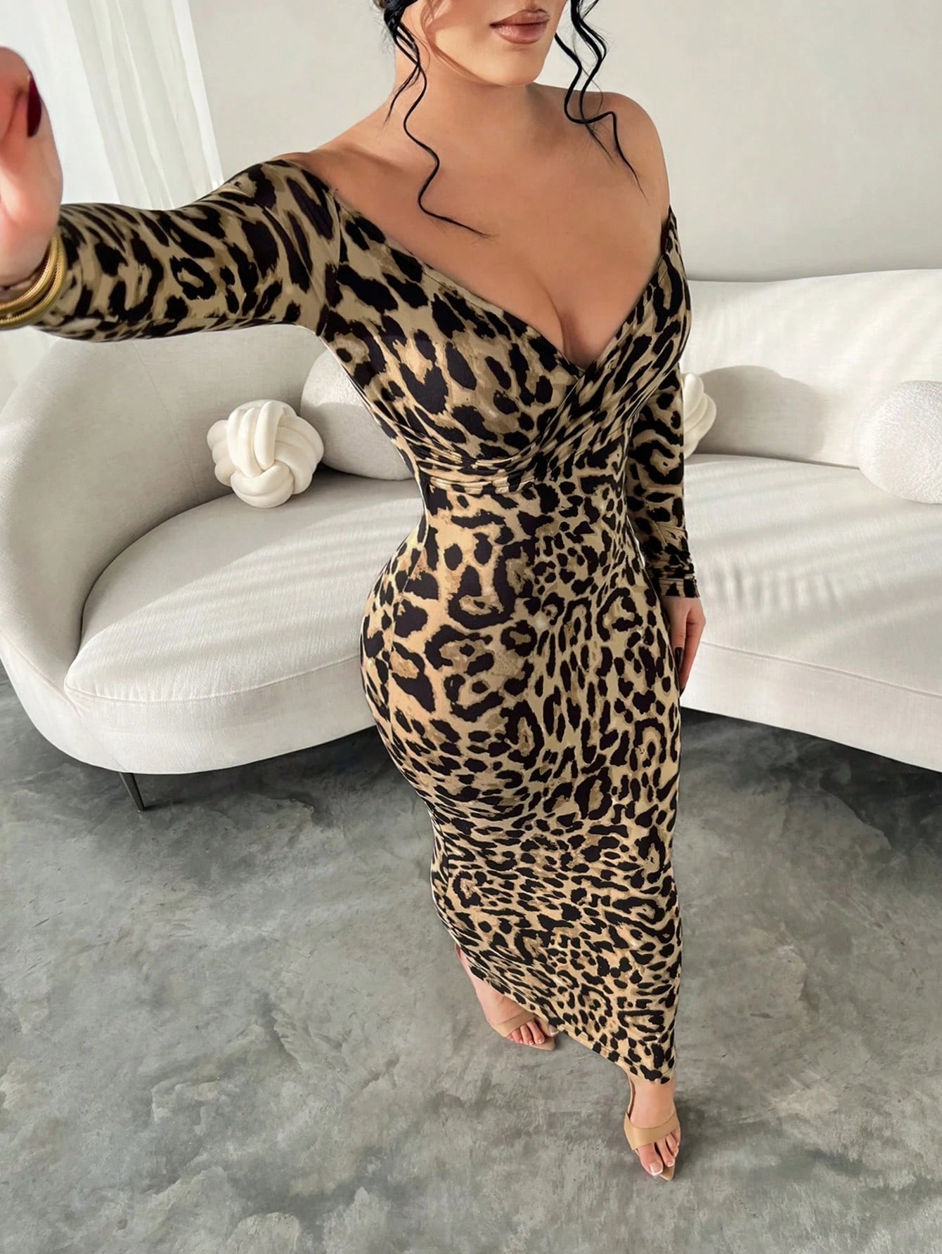 SXY Elegant Sexy Khaki Off Shoulder Fitted Long Dress,Near Year,Christmas,Party Club Night, Bodycon Outfit Women, The Dress,New Autumn