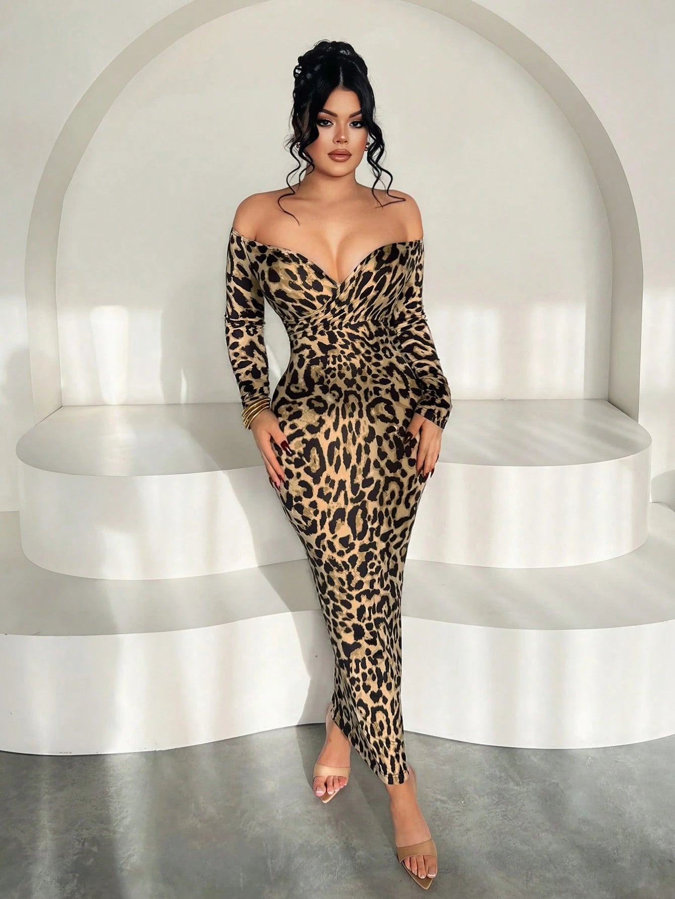 SXY Elegant Sexy Khaki Off Shoulder Fitted Long Dress,Near Year,Christmas,Party Club Night, Bodycon Outfit Women, The Dress,New Autumn