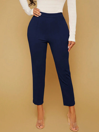 SXY Summer Trousers Solid Color Work High Waist Trousers