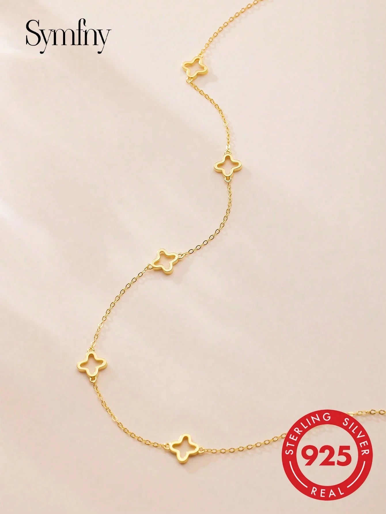 SYMFNY 1pc Stylish And Charming 925 Silver Hollow Clover Necklace, Suitable For Women's Daily, Festival Gifts, Party Accessories, Attractive Jewelry