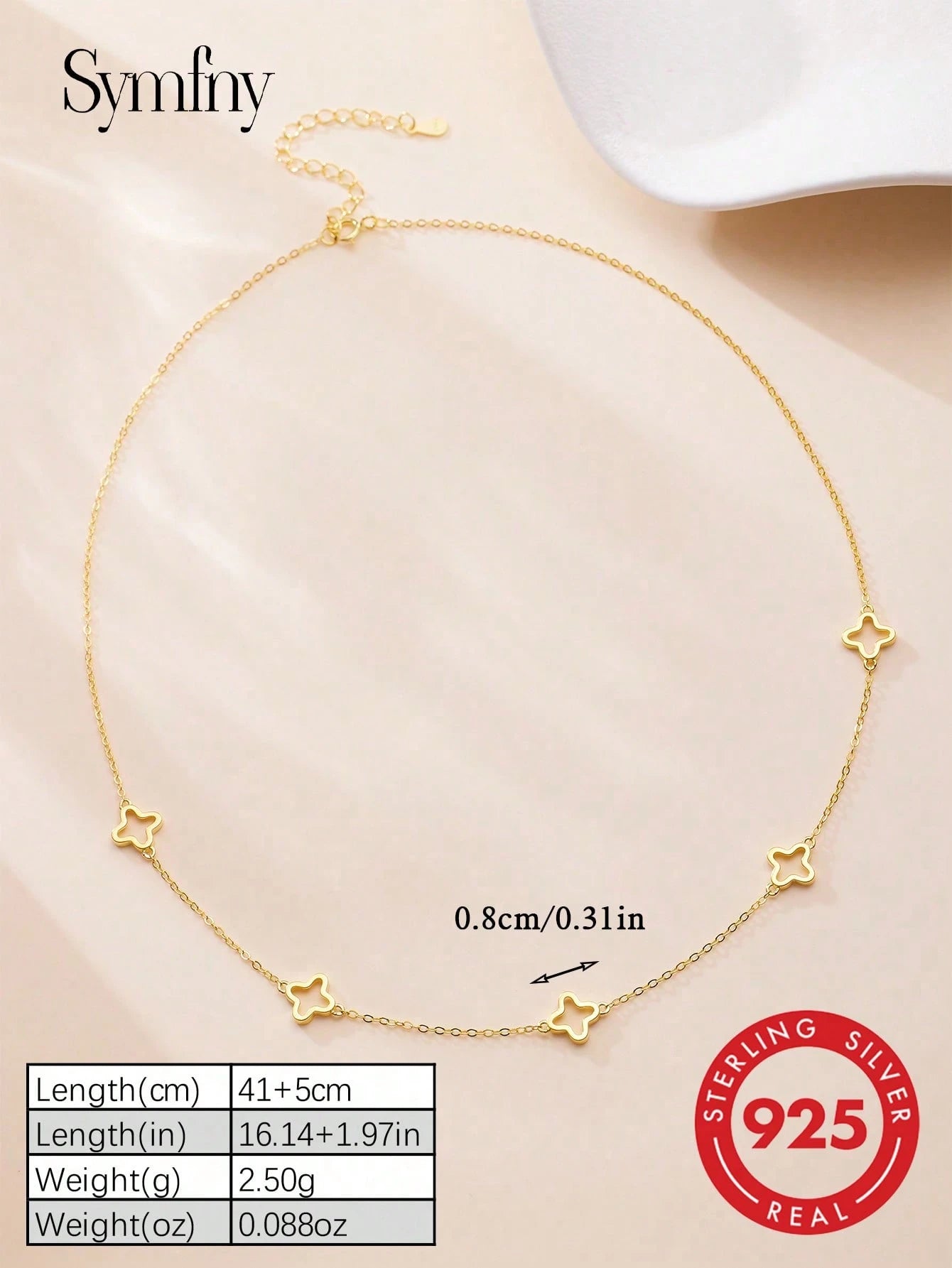 SYMFNY 1pc Stylish And Charming 925 Silver Hollow Clover Necklace, Suitable For Women's Daily, Festival Gifts, Party Accessories, Attractive Jewelry