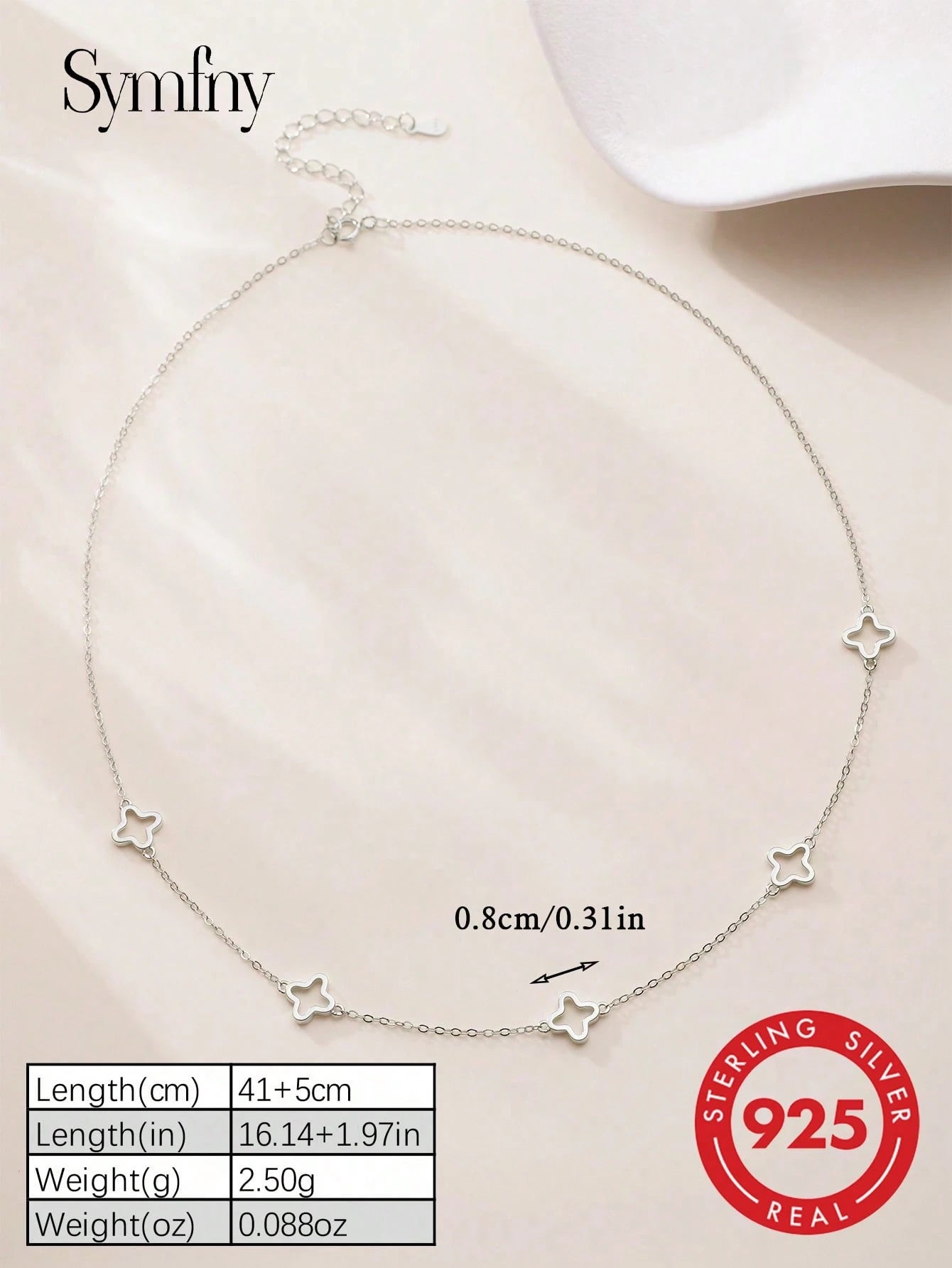 SYMFNY 1pc Stylish And Charming 925 Silver Hollow Clover Necklace, Suitable For Women's Daily, Festival Gifts, Party Accessories, Attractive Jewelry