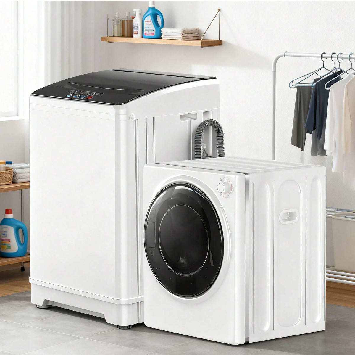 TABU 3.0 Cu.Ft. Full Automatic Washer & Compact Electric Dryer Combo – Efficient Laundry Set With Easy Knob Control, Modern Grey