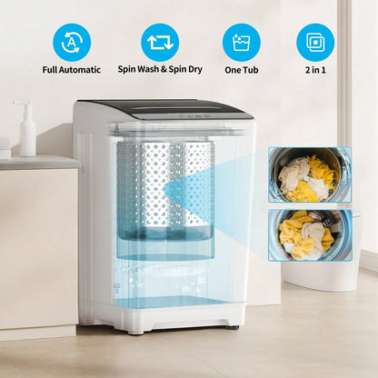 TABU 3.0 Cu.Ft. Full Automatic Washer & Compact Electric Dryer Combo – Efficient Laundry Set With Easy Knob Control, Modern Grey