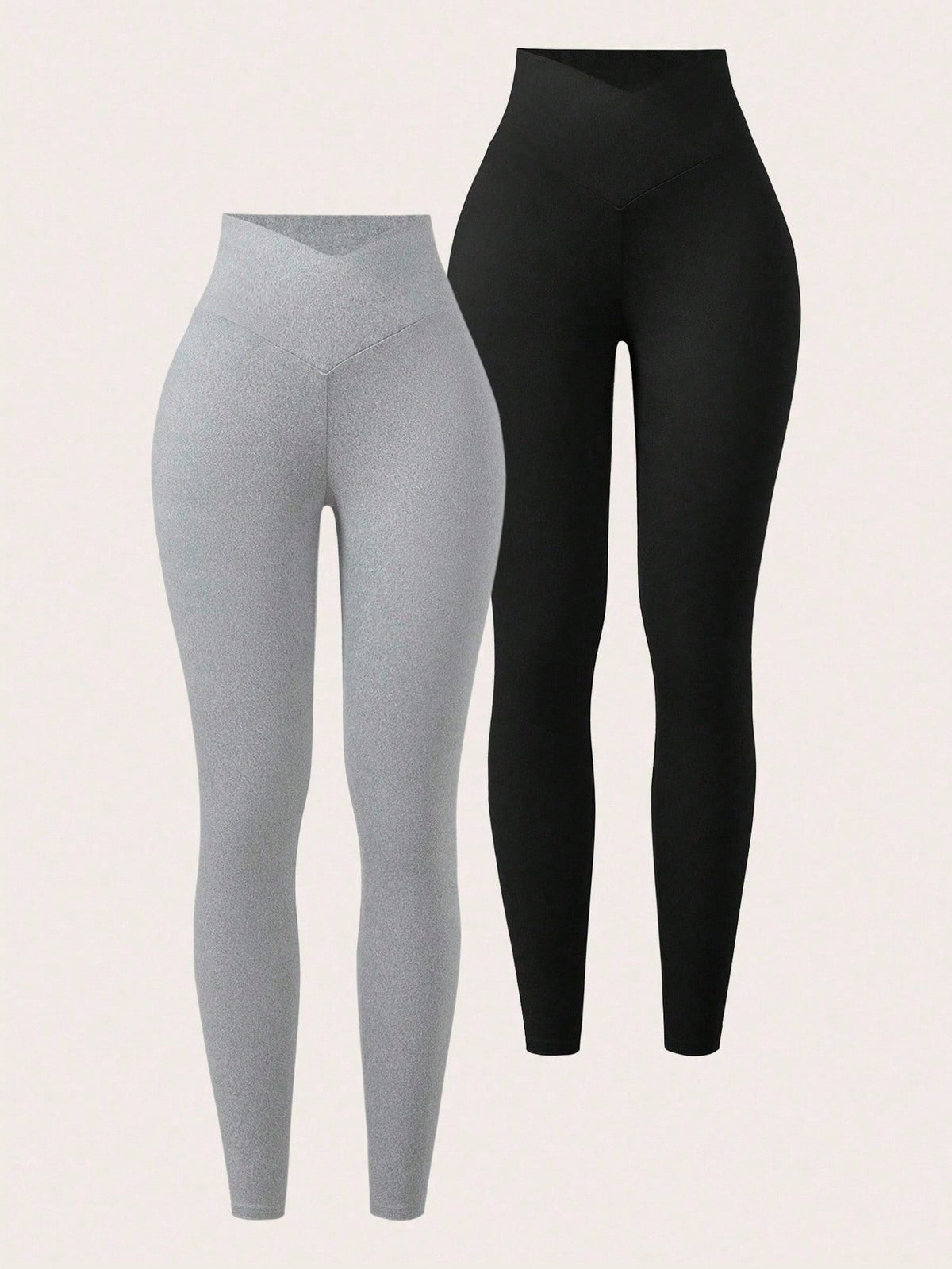 Tall Women's Minimalist Athletic Baggy Casual Elastic V-Waist High Waist Skinny Long Pants, Tall Women Gym Grey Black Autumn