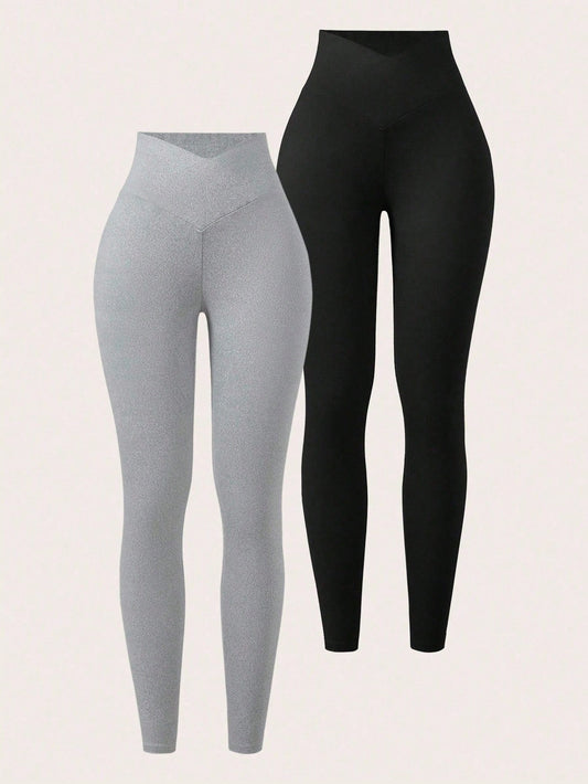 Tall Women's Minimalist Athletic Baggy Casual Elastic V-Waist High Waist Skinny Long Pants, Tall Women Gym Grey Black Autumn
