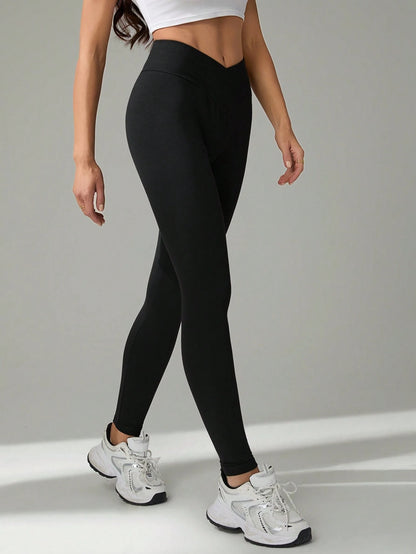 Tall Women's Minimalist Athletic Baggy Casual Elastic V-Waist High Waist Skinny Long Pants, Tall Women Gym Grey Black Autumn