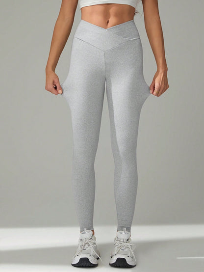 Tall Women's Minimalist Athletic Baggy Casual Elastic V-Waist High Waist Skinny Long Pants, Tall Women Gym Grey Black Autumn