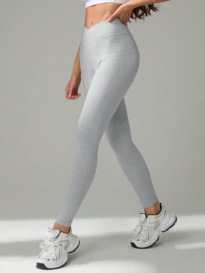 Tall Women's Minimalist Athletic Baggy Casual Elastic V-Waist High Waist Skinny Long Pants, Tall Women Gym Grey Black Autumn