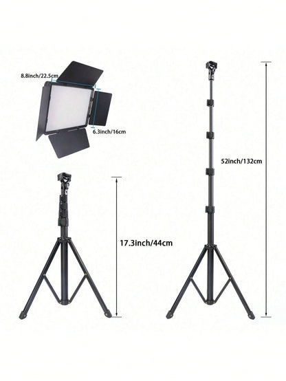 Tangle Free Large Size Mobile Phone Photography Accessories 10 Inch Professional LED Studio Spotlight With 130cm Adjustable Tripod Portable Square Light With Diffuser Panel 22.5x16cm 3 Color Mild Ultr