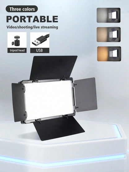 Tangle Free Large Size Mobile Phone Photography Accessories 10 Inch Professional LED Studio Spotlight With 130cm Adjustable Tripod Portable Square Light With Diffuser Panel 22.5x16cm 3 Color Mild Ultr