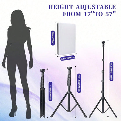 Tangle Free Large Size Mobile Phone Photography Accessories 10 Inch Professional LED Studio Spotlight With 130cm Adjustable Tripod Portable Square Light With Diffuser Panel 22.5x16cm 3 Color Mild Ultr
