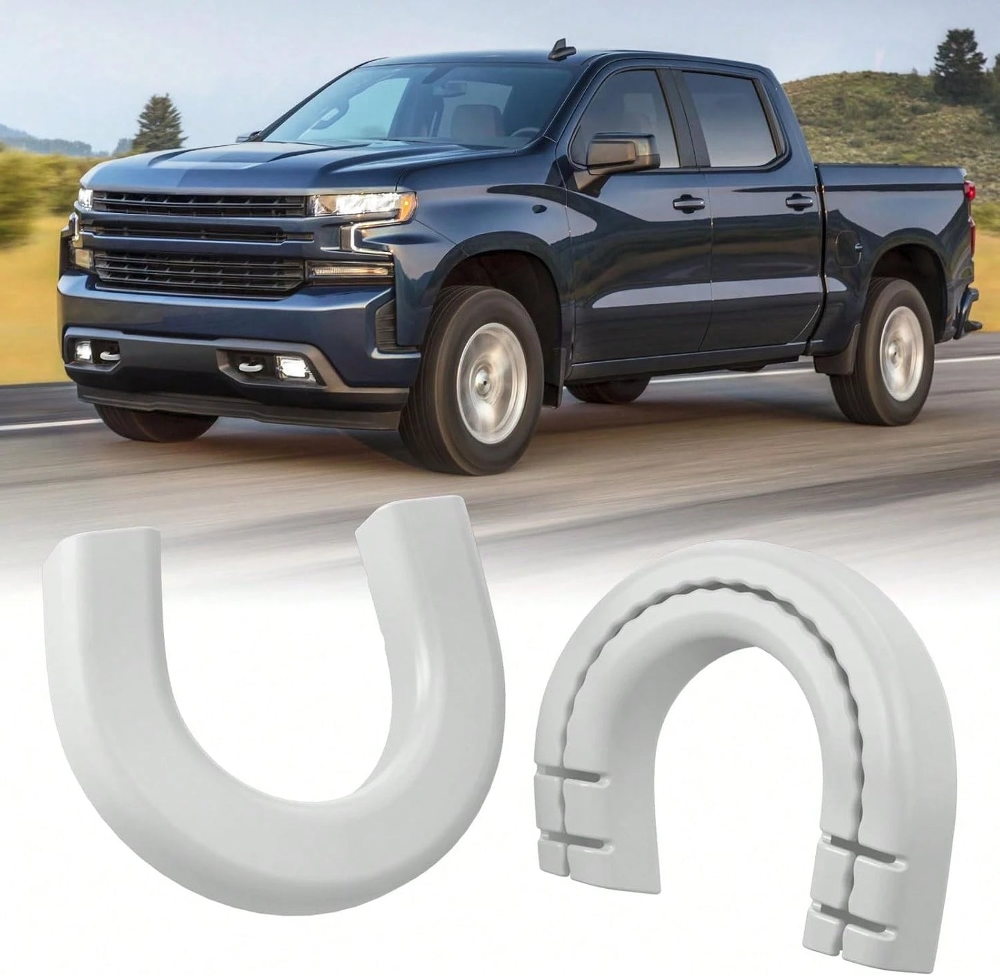 TECHPICCO Extended Tow Hook Covers For 1500 2007-2026/GMC Sierra 1500 2007-2019, Tow Hooks Covers Compatible With Chevrolet 1500 Accessories White (Not Fit Verticle Tow Hooks)
