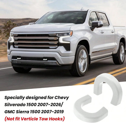 TECHPICCO Extended Tow Hook Covers For 1500 2007-2026/GMC Sierra 1500 2007-2019, Tow Hooks Covers Compatible With Chevrolet 1500 Accessories White (Not Fit Verticle Tow Hooks)