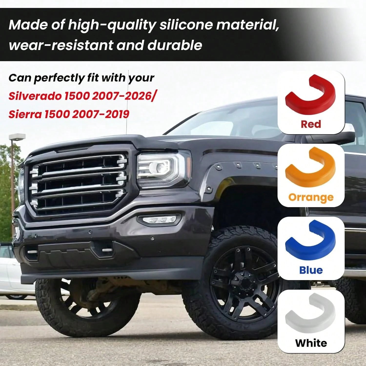 TECHPICCO Extended Tow Hook Covers For 1500 2007-2026/GMC Sierra 1500 2007-2019, Tow Hooks Covers Compatible With Chevrolet 1500 Accessories White (Not Fit Verticle Tow Hooks)