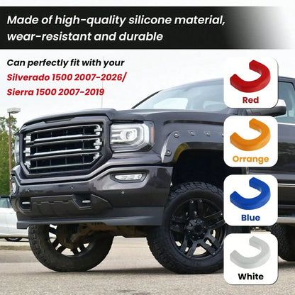 TECHPICCO Extended Tow Hook Covers For 1500 2007-2026/GMC Sierra 1500 2007-2019, Tow Hooks Covers Compatible With Chevrolet 1500 Accessories White (Not Fit Verticle Tow Hooks)