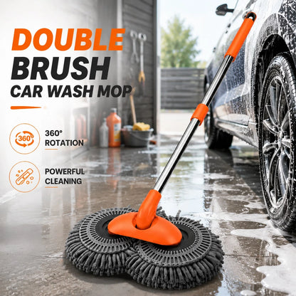 Telescopic Car Wash Mop With Soft Chenille Head, 360-Degree Rotating Cleaning Brush For Vehicle Exterior Care, Extendable Handle Auto Washing Tool For Cars SUVs Trucks RVs, Portable Scratch-Free Absor