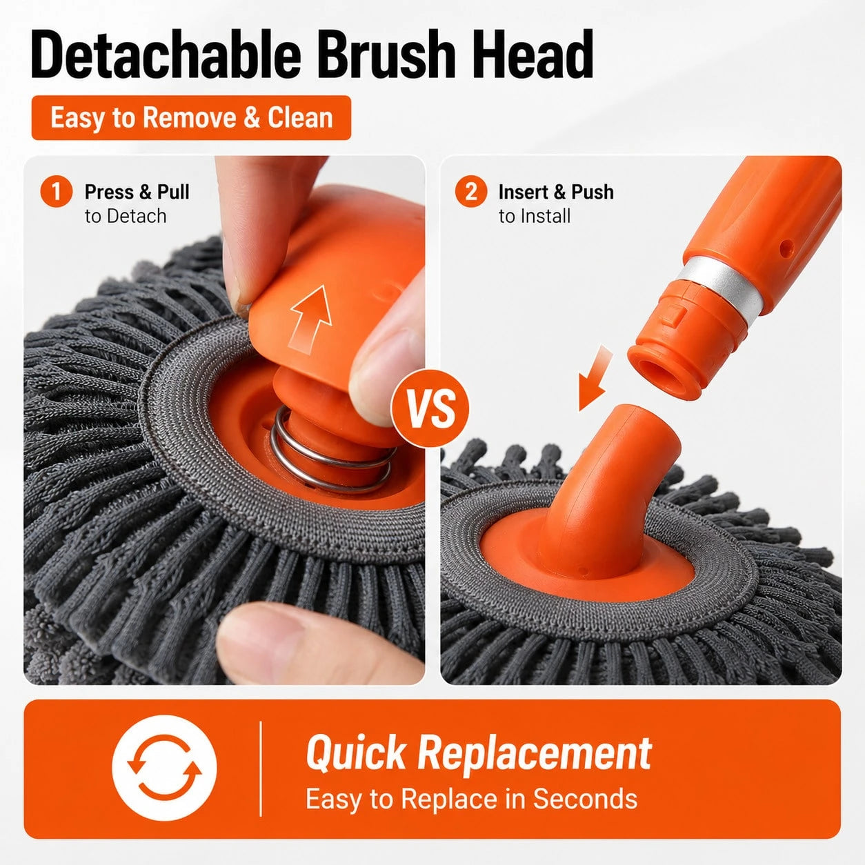 Telescopic Car Wash Mop With Soft Chenille Head, 360-Degree Rotating Cleaning Brush For Vehicle Exterior Care, Extendable Handle Auto Washing Tool For Cars SUVs Trucks RVs, Portable Scratch-Free Absor