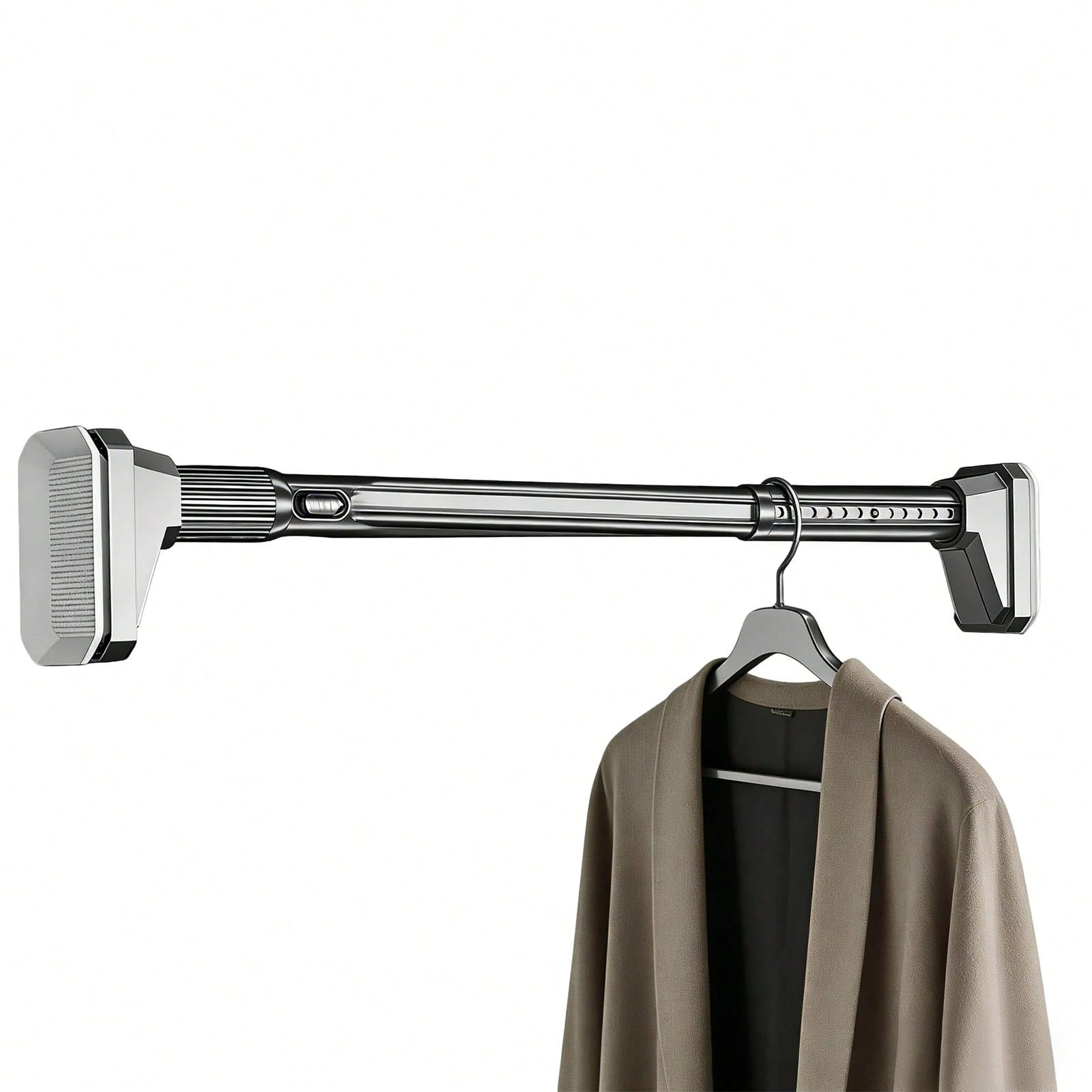 Tension Curtain Rod Without Drilling, Grey One-Click Heavy Duty Tension Rod, Curtain Rod For Patio, Window Or Bathroom