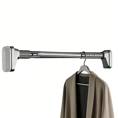 Tension Curtain Rod Without Drilling, Grey One-Click Heavy Duty Tension Rod, Curtain Rod For Patio, Window Or Bathroom