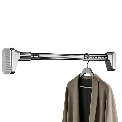 Tension Curtain Rod Without Drilling, Grey One-Click Heavy Duty Tension Rod, Curtain Rod For Patio, Window Or Bathroom