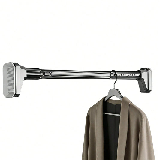 Tension Curtain Rod Without Drilling, Grey One-Click Heavy Duty Tension Rod, Curtain Rod For Patio, Window Or Bathroom