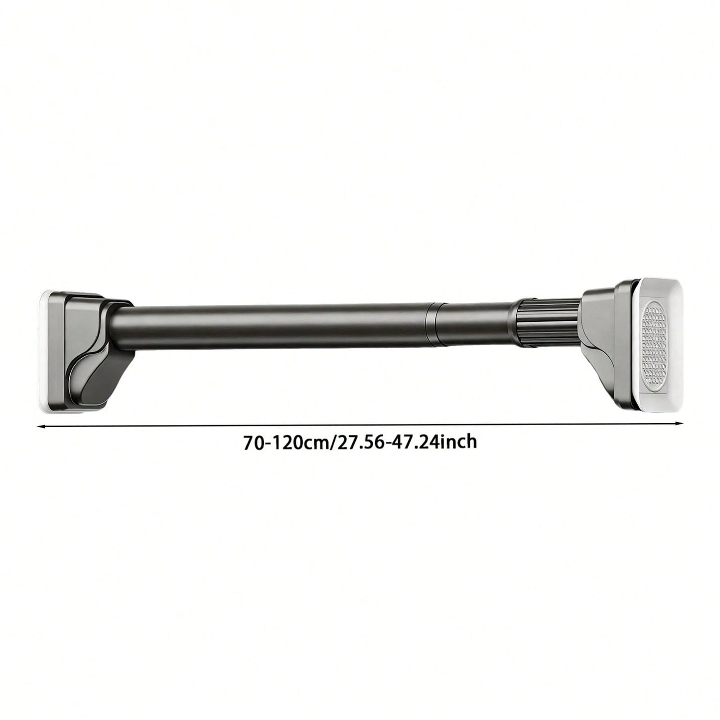 Tension Curtain Rod Without Drilling, Grey One-Click Heavy Duty Tension Rod, Curtain Rod For Patio, Window Or Bathroom