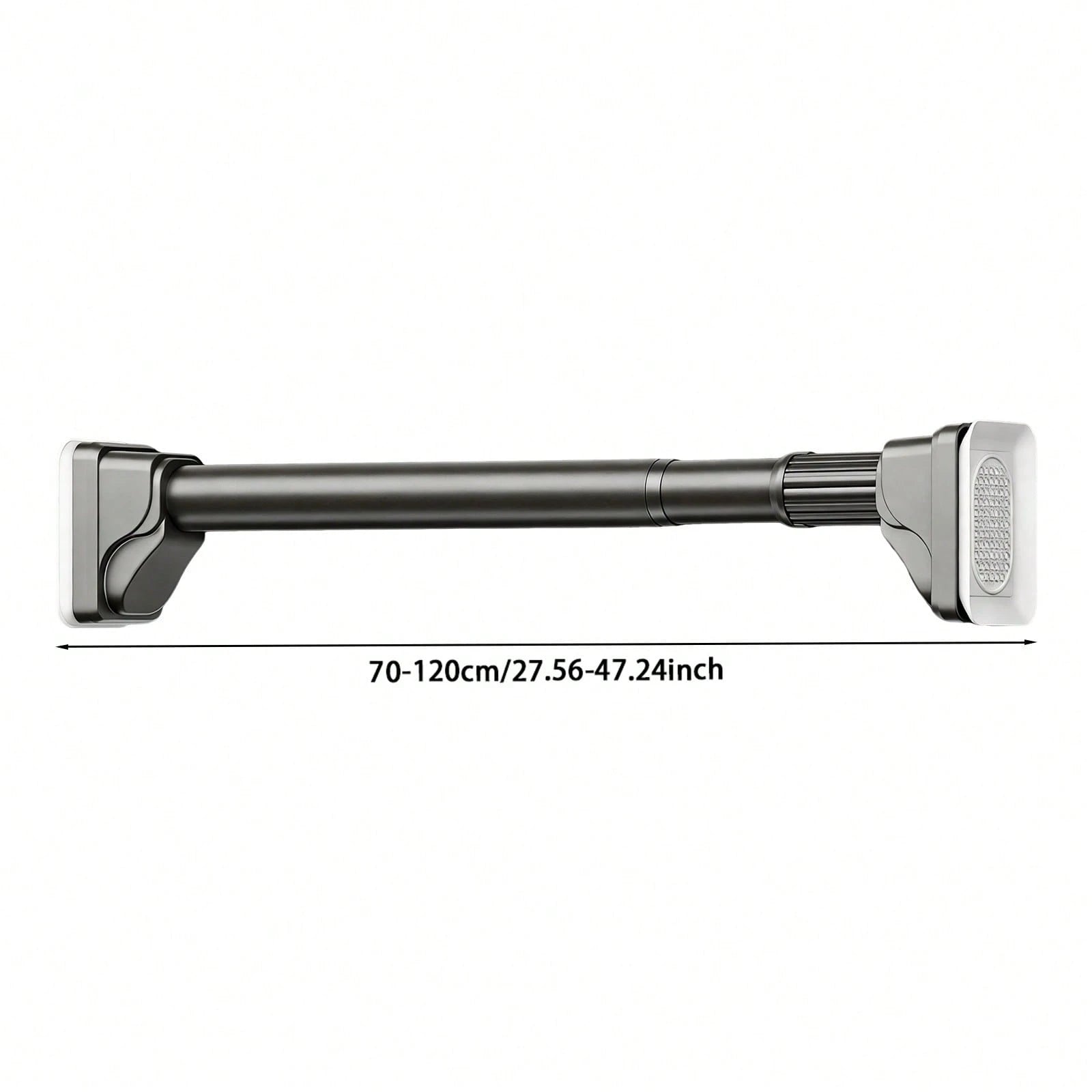 Tension Curtain Rod Without Drilling, Grey One-Click Heavy Duty Tension Rod, Curtain Rod For Patio, Window Or Bathroom
