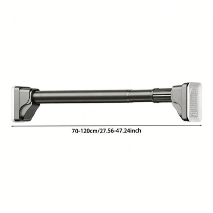 Tension Curtain Rod Without Drilling, Grey One-Click Heavy Duty Tension Rod, Curtain Rod For Patio, Window Or Bathroom