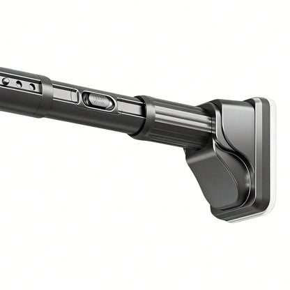 Tension Curtain Rod Without Drilling, Grey One-Click Heavy Duty Tension Rod, Curtain Rod For Patio, Window Or Bathroom