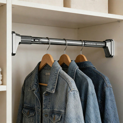 Tension Curtain Rod Without Drilling, Grey One-Click Heavy Duty Tension Rod, Curtain Rod For Patio, Window Or Bathroom