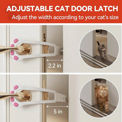 TGIOW Cat Door Latch, 2 Pcs Cat Door Stopper Pet Door Latch To Keep Dog Out Of Litter Box And Food, Door Prop For Cat With 4 Adjustable Size Strap 2.2-5" Wide, No Measuring, Easy To Install, White