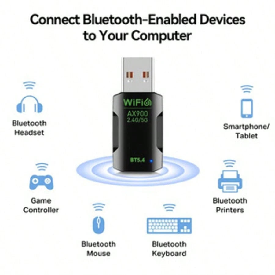 The AX900 WiFi 6 USB Adapter Offers Dual-Band 2.4G/5G, Driver-Free And USB-Powered. Compact, Stable, Compatible With PCs, Laptops And Linux, Great For Office, Travel And Gaming.