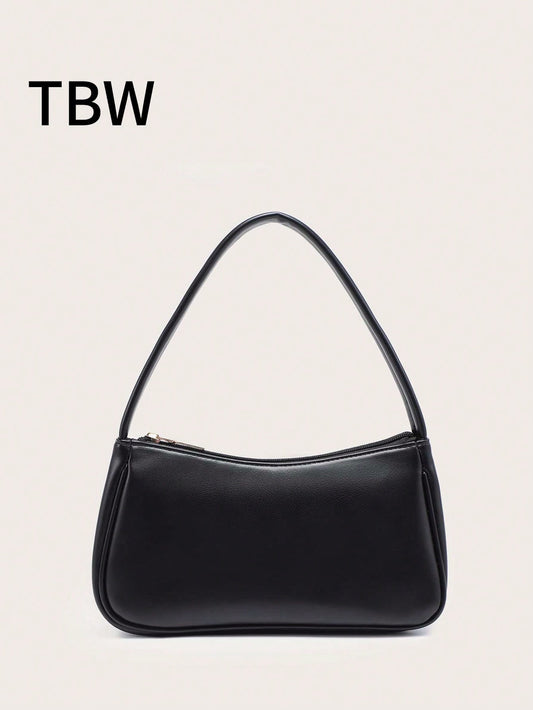 The Ladies' Shoulder Baguette Bag Is Solid Color, Compact, Lightweight, And Stylish, Suitable For Going Out.