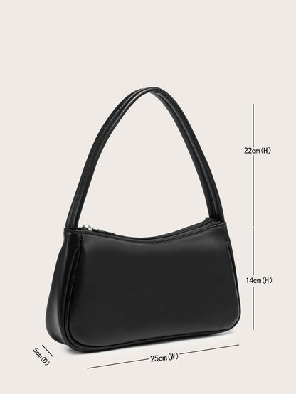The Ladies' Shoulder Baguette Bag Is Solid Color, Compact, Lightweight, And Stylish, Suitable For Going Out.