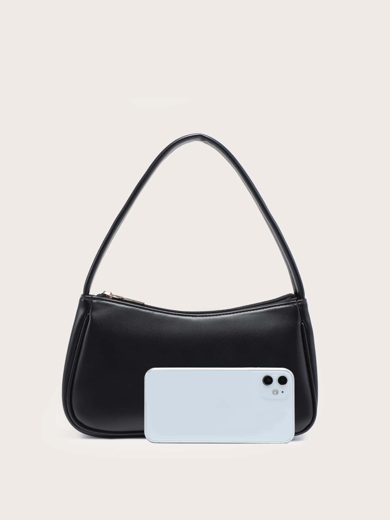 The Ladies' Shoulder Baguette Bag Is Solid Color, Compact, Lightweight, And Stylish, Suitable For Going Out.