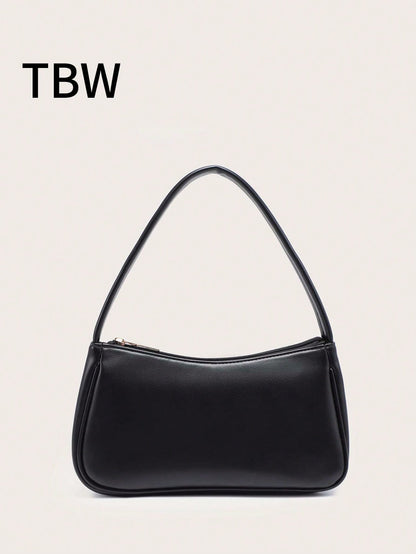The Ladies' Shoulder Baguette Bag Is Solid Color, Compact, Lightweight, And Stylish, Suitable For Going Out.