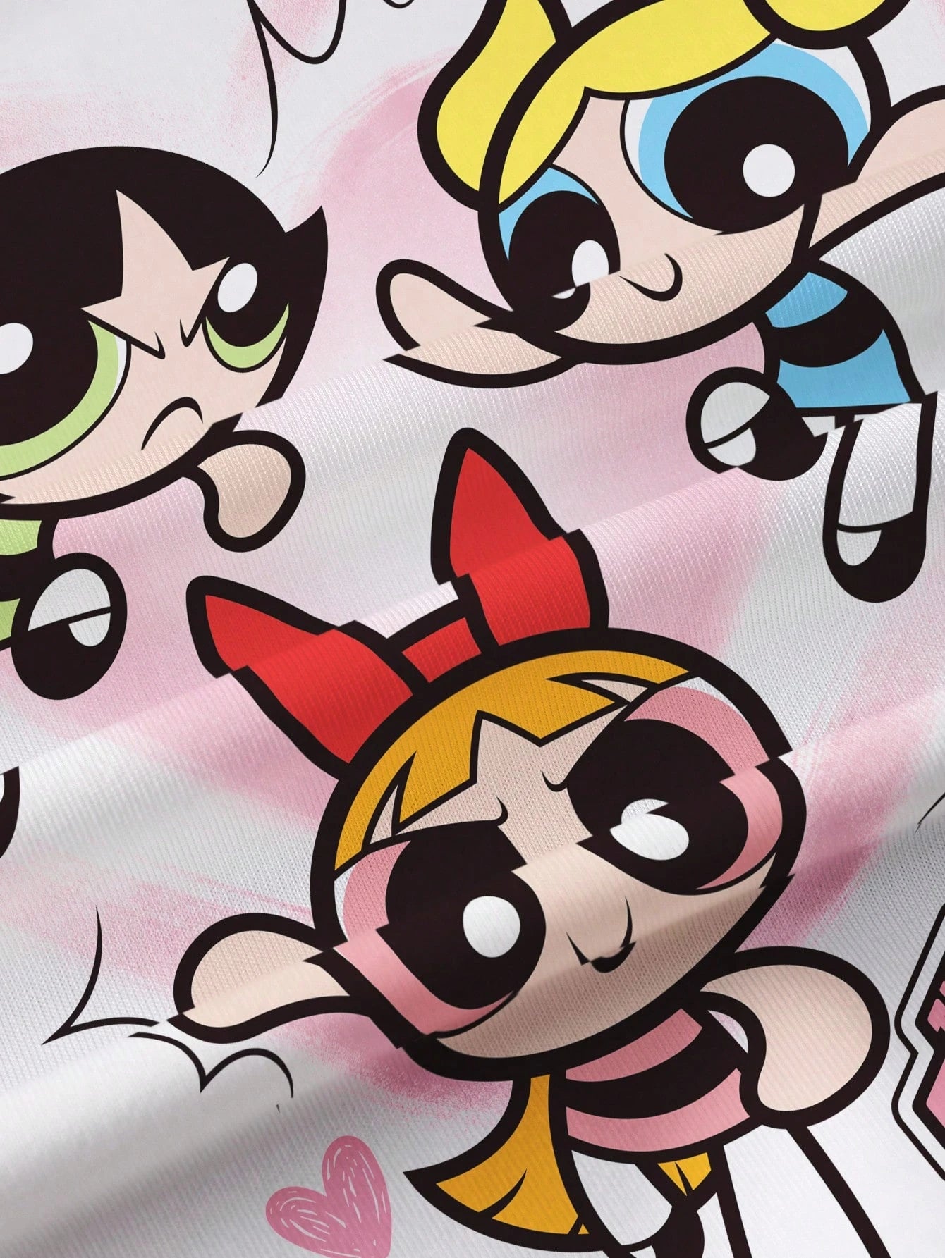 THE POWERPUFF GIRLS X Baby Girl Letter Cartoon Print Round Neck Short Sleeve Casual T-Shirt