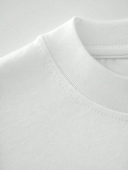The Rock Style 220g 100% Pure Cotton Heavyweight Basic T-Shirts, Short Sleeve Round Crew Neck Casual Summer Tops Classic-Fit Tee