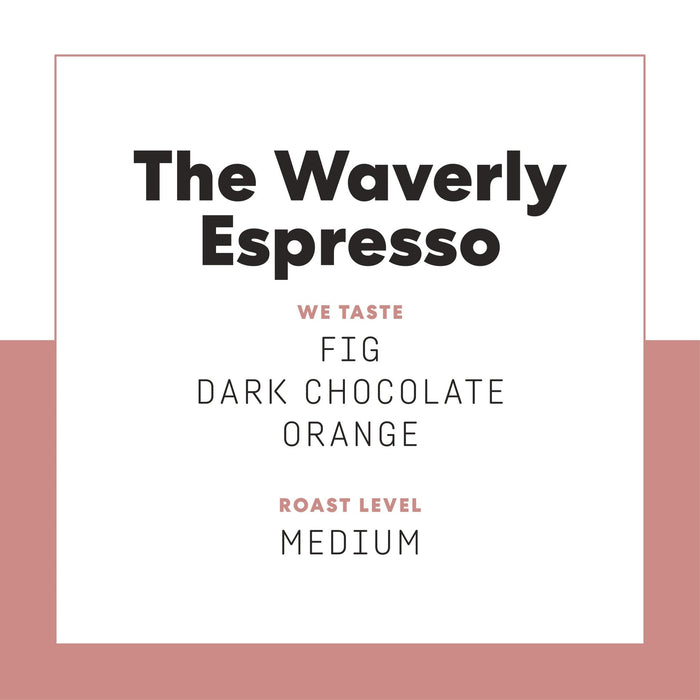 The Waverly Espresso product cover with bold black title on white background and pink framing