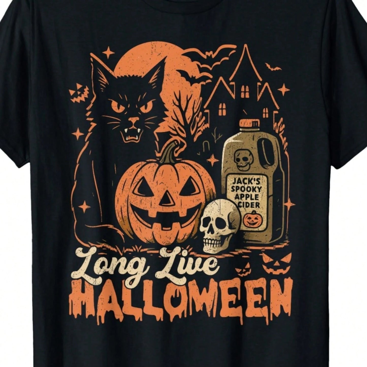 These Humorous Pumpkin And Black Cat Patterned T-Shirts Are Comfortable, Breathable, Making Them A Great Gift For Colleagues And Holiday Parties.
