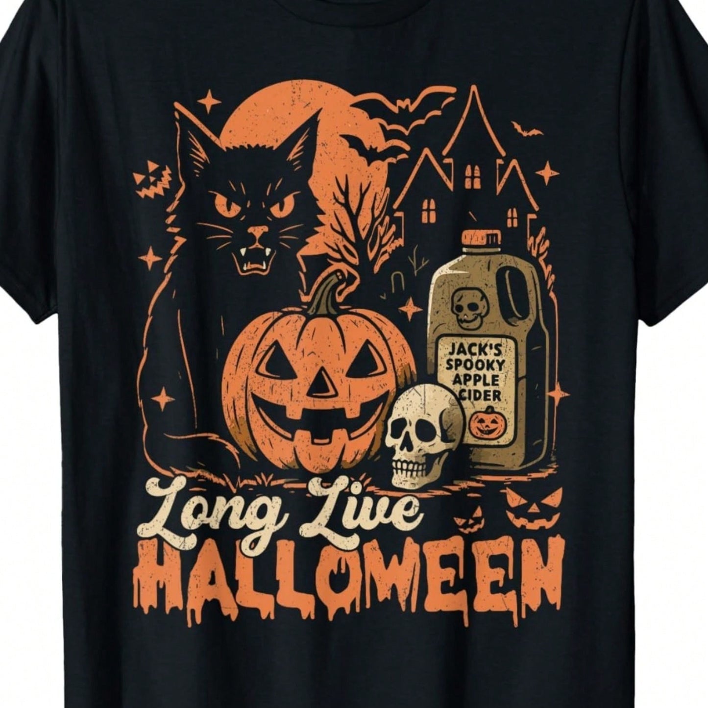 These Humorous Pumpkin And Black Cat Patterned T-Shirts Are Comfortable, Breathable, Making Them A Great Gift For Colleagues And Holiday Parties.