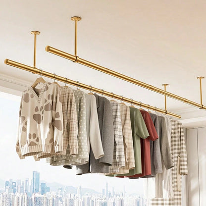 Thickened Stainless Steel Household Drying Rack, Rust-Proof And Windproof Clothes Hanger, Wardrobe Storage Rod, Garment Hanging Device, Multi-Function Towel Bar, Bathroom & Balcony Multi-Purpose Cloth