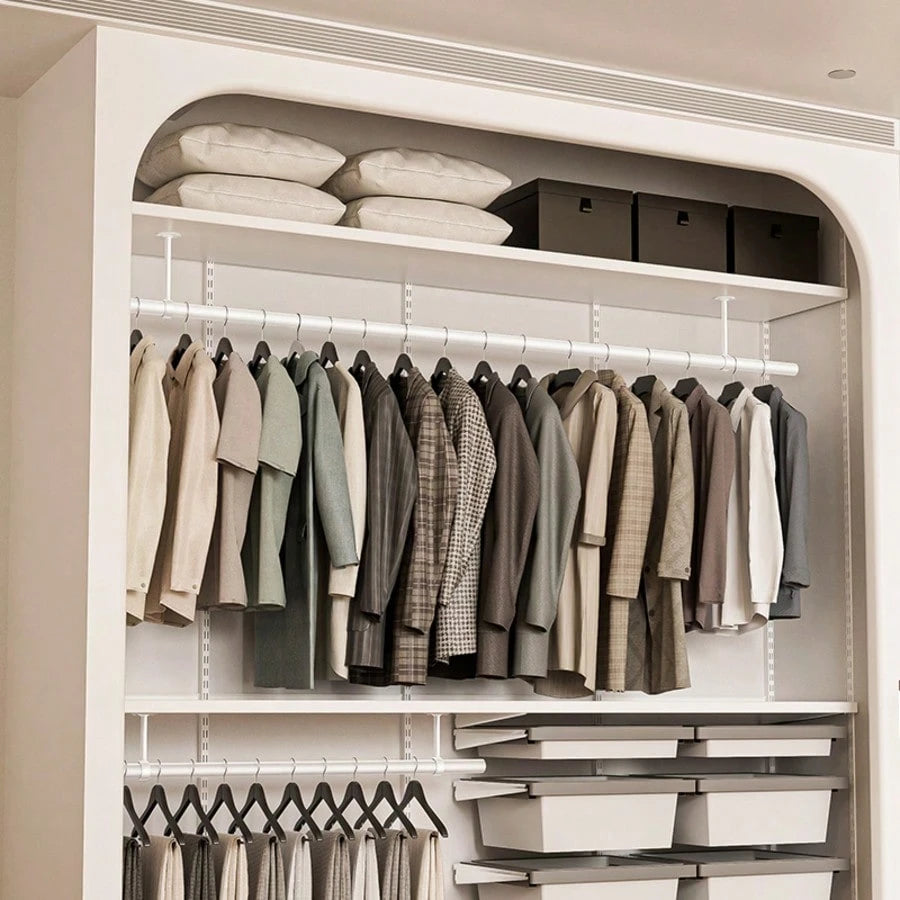 Thickened Stainless Steel Household Drying Rack, Rust-Proof And Windproof Clothes Hanger, Wardrobe Storage Rod, Garment Hanging Device, Multi-Function Towel Bar, Bathroom & Balcony Multi-Purpose Cloth