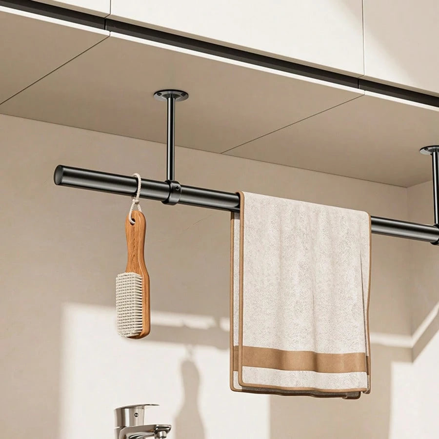 Thickened Stainless Steel Household Drying Rack, Rust-Proof And Windproof Clothes Hanger, Wardrobe Storage Rod, Garment Hanging Device, Multi-Function Towel Bar, Bathroom & Balcony Multi-Purpose Cloth