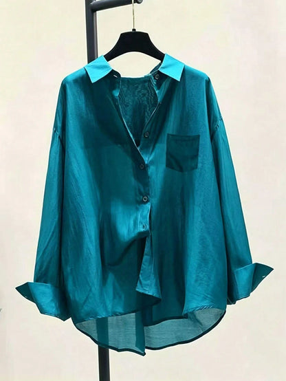 Thin Sun-Protective Shirt, Summer New Minimalist Elegant Versatile Long Sleeve Blouse, Unique Top
