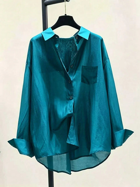 Thin Sun-Protective Shirt, Summer New Minimalist Elegant Versatile Long Sleeve Blouse, Unique Top