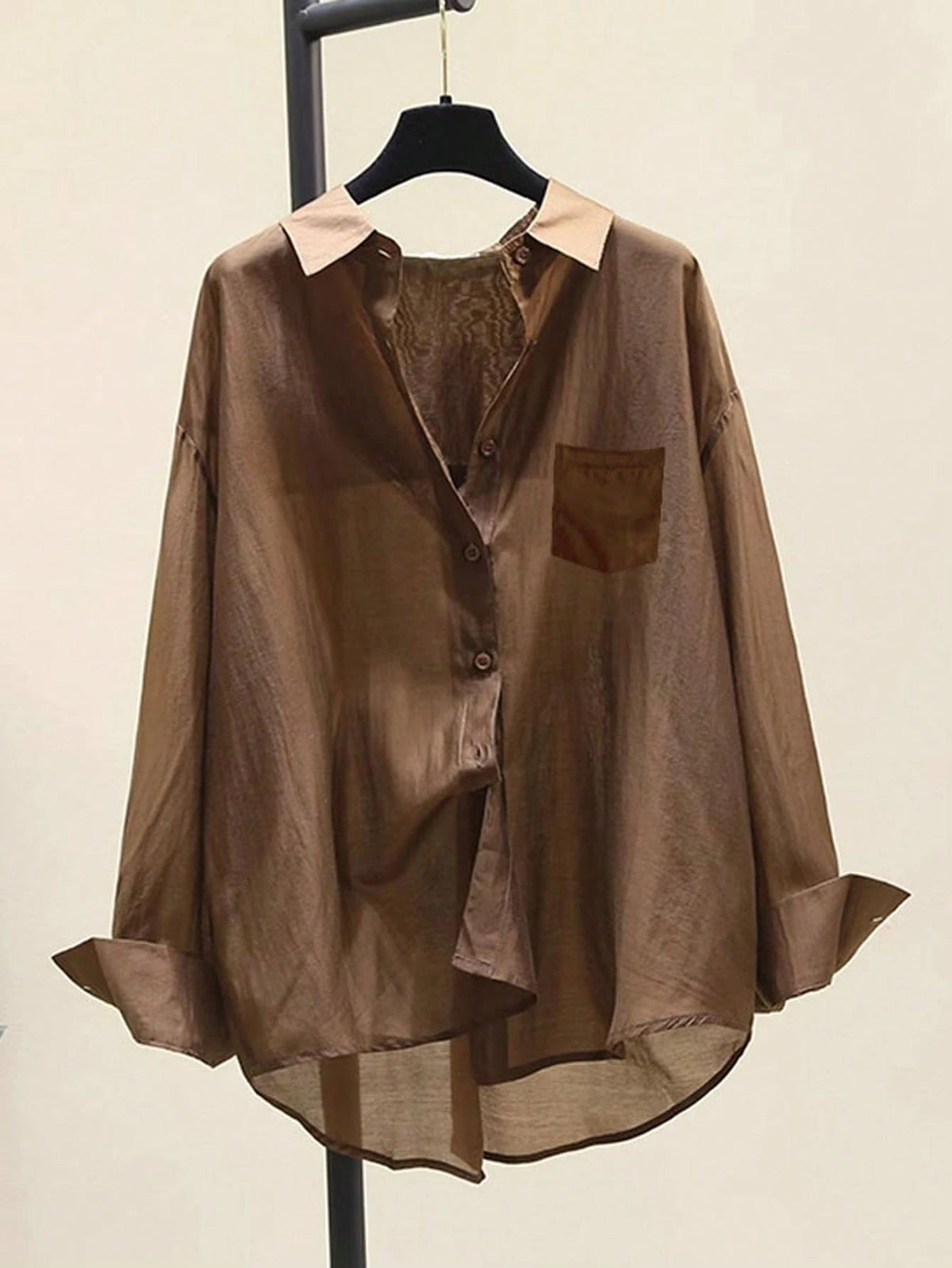 Thin Sun-Protective Shirt, Summer New Minimalist Elegant Versatile Long Sleeve Blouse, Unique Top