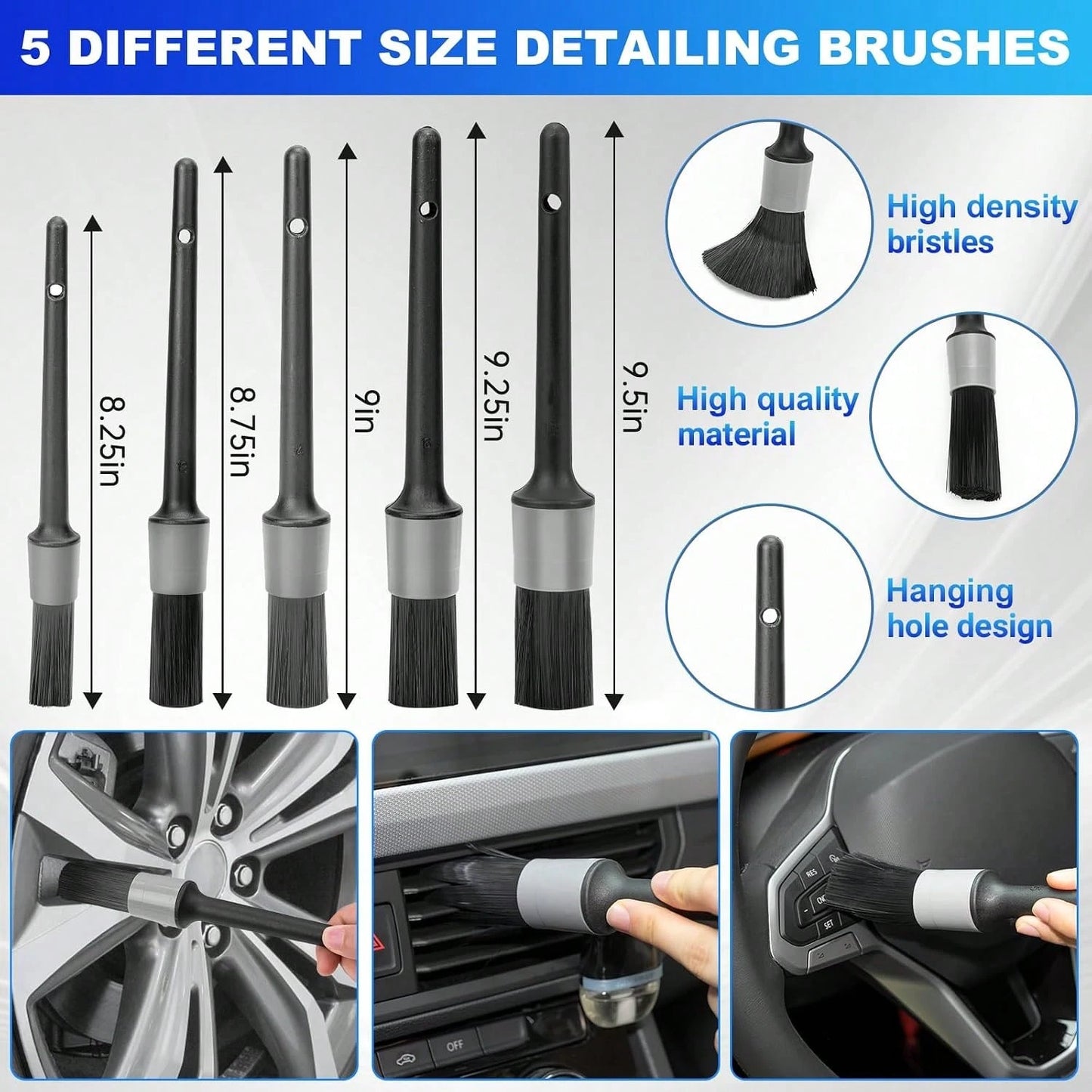 THINKWORK Windshield Cleaner Tool, Car Interior Cleaning Kit, Car Detailing Kit Interior Cleaner With10Pcs Detailing Brush Set, Gray Auto Detailing Supplies &Amp; Accessories